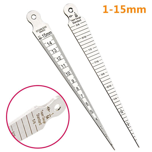 1-15mm Stainless Steel Taper Gauge - Pipe Fitting Metric/Imperial Measuring Tool