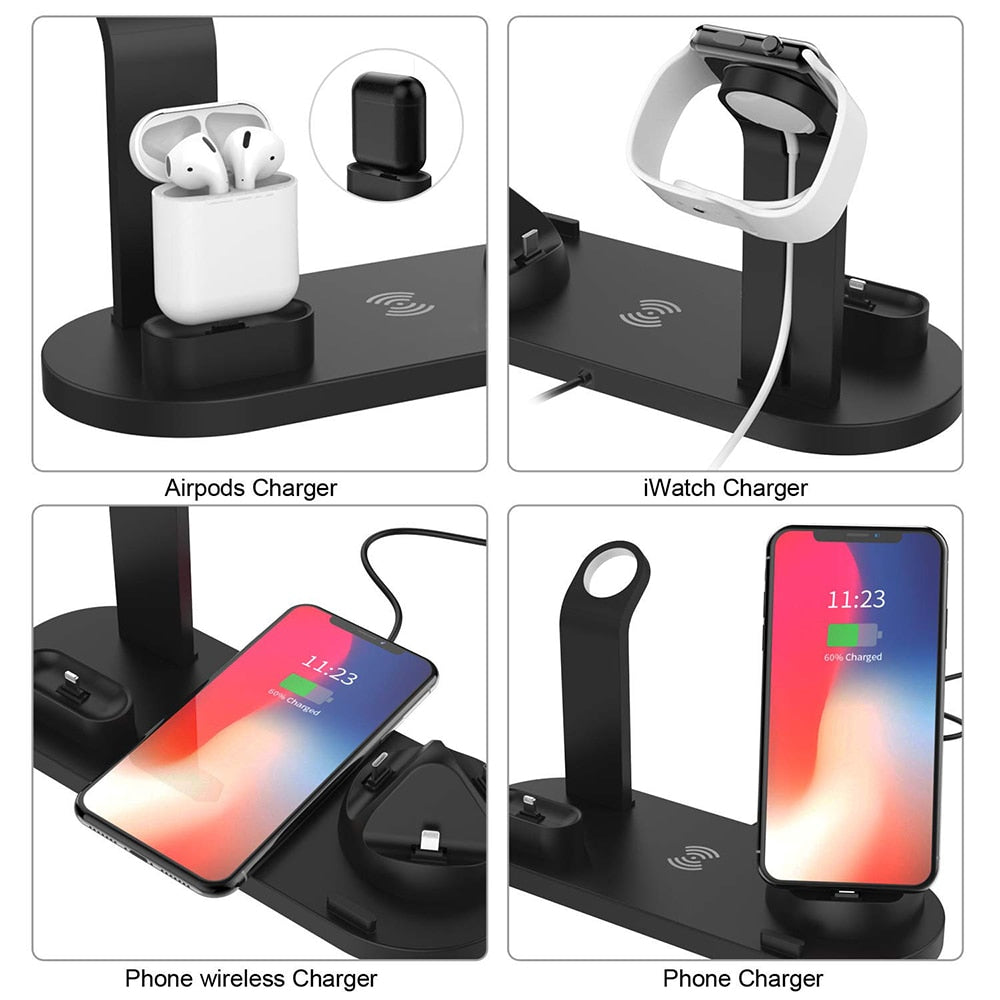 3 in 1 Wireless Charger Stand Pad For Apple iPhone, Apple Watch & Airpods