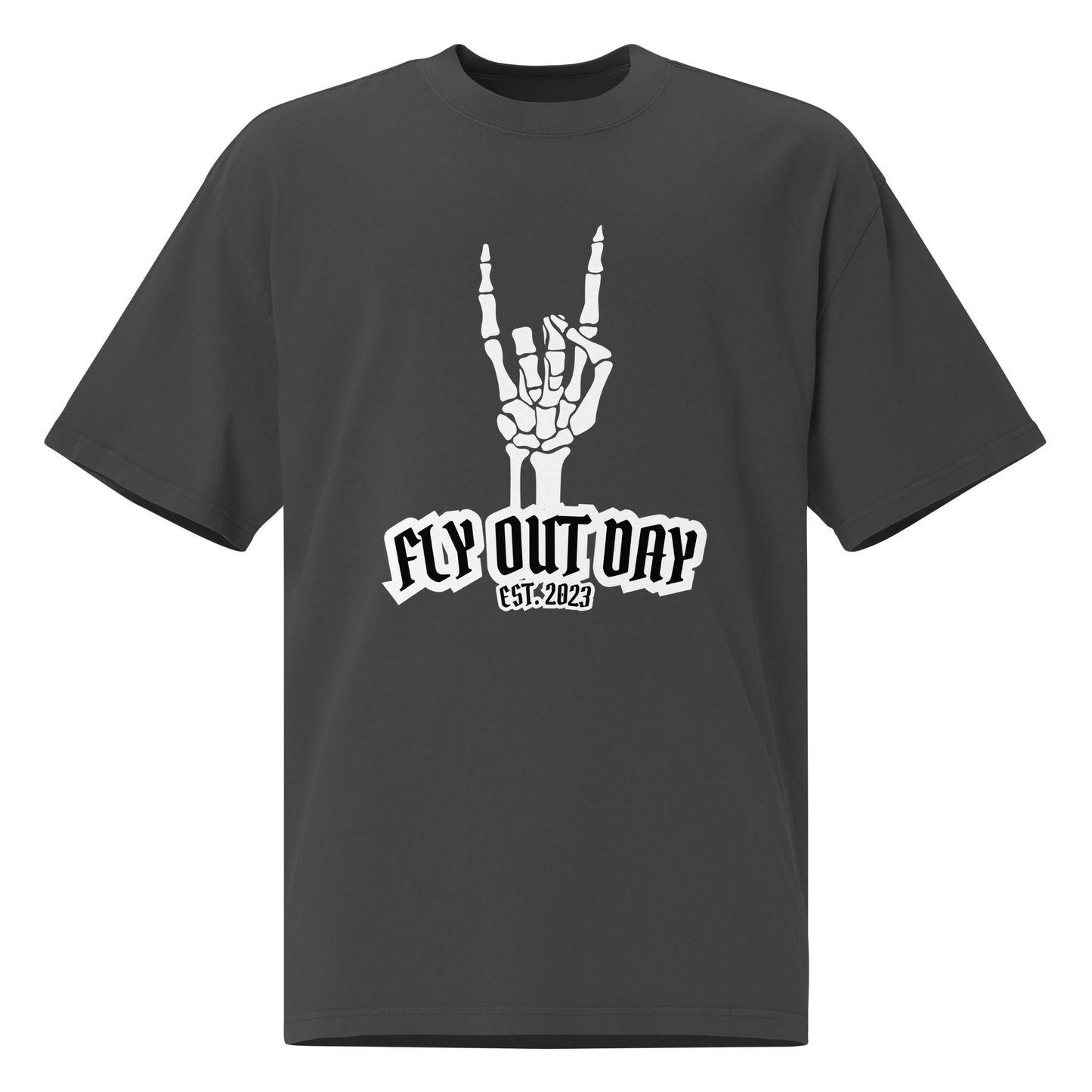 Fly Out Day - Horns Oversized T-Shirt Faded Black