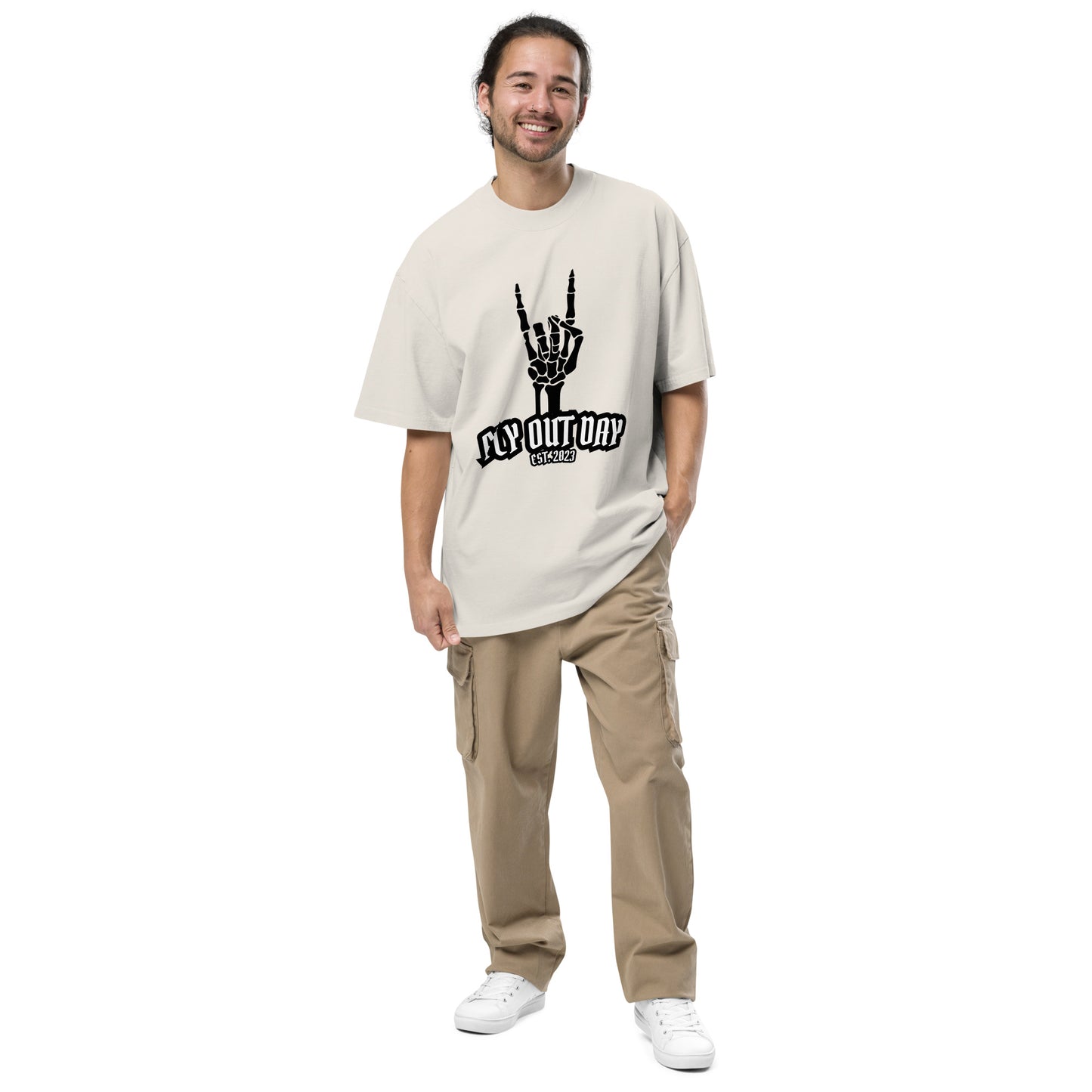 Fly Out Day - Horns Oversized T-Shirt Faded Bone